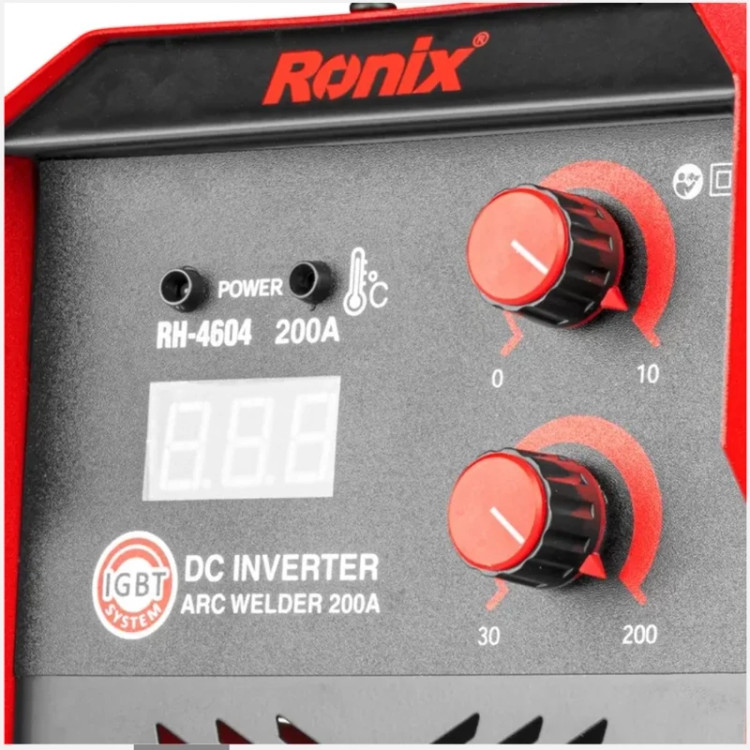دستگاه جوش اینورتر 200 آمپر چینی 4604 رونیکس همراه با کابل و انبر جوش و 40 ماه گارانتی ronix (ارسال از ابزار حسین ۲۴)