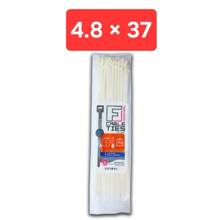 بست کمربندی یا زیپی 37 سانت فروزش سفید 370 در 4.8 بسته 100 عددی (ارسال از ابزار حسین 24)