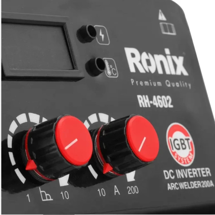دستگاه جوش اینورتر 200 آمپر igbt ایرانی 4602 پلاس رونیکس همراه با کابل و انبر جوش و 40 ماه گارانتی ronix (ارسال از ابزار حسین 24)