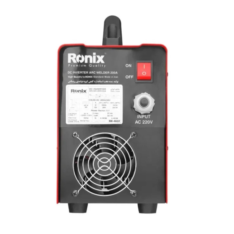 دستگاه جوش اینورتر 200 آمپر igbt ایرانی 4602 پلاس رونیکس همراه با کابل و انبر جوش و 40 ماه گارانتی ronix (ارسال از ابزار حسین 24)