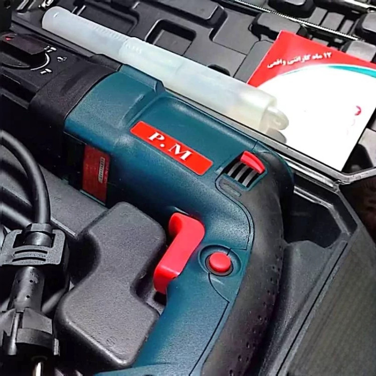 دریل بتن کن سه حالته مدل 11253 پی ام 26 میلی متری 800 وات 3 کیلویی چهار شیار با 12 ماه گارانتی p m (ارسال از ابزار حسین 24)