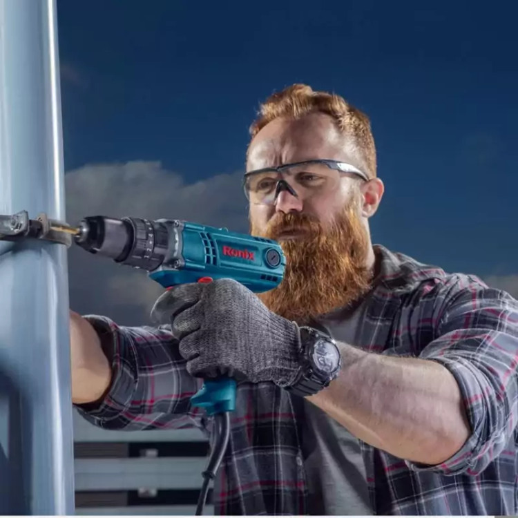 دریل پیچ گوشتی برقی سه نظام 13 فلزی صنعتی چکشی مدل 2520 رونیکس 450 وات با 12 ماه گارانتی ronix (ارسال از ابزار حسین 24)