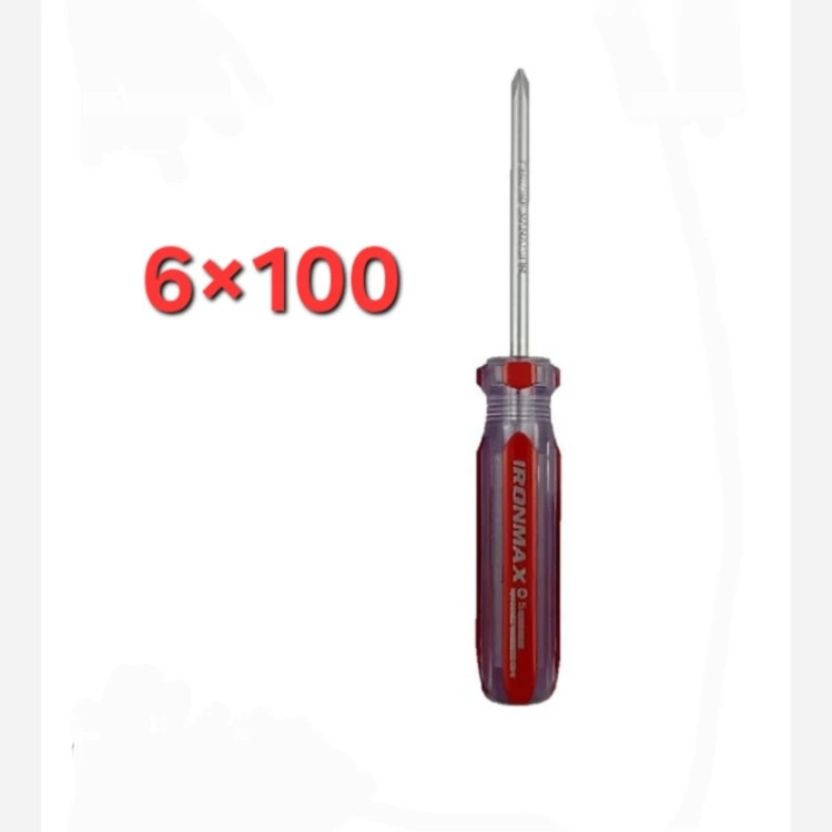 پیچ گوشتی چهار سو آیرونمکس دسته کریستالی سایز 6X100 میلیمتر آیرون مکس 6 در 100 (ارسال از ابزار حسین 24)