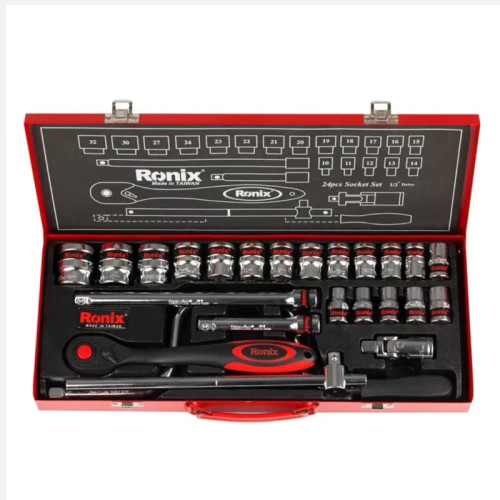 جعبه بکس 1.2 تایوانی 24 پارچه کروم - سفید رونیکس مدل 2624 ronix (ارسال از ابزار حسین 24)