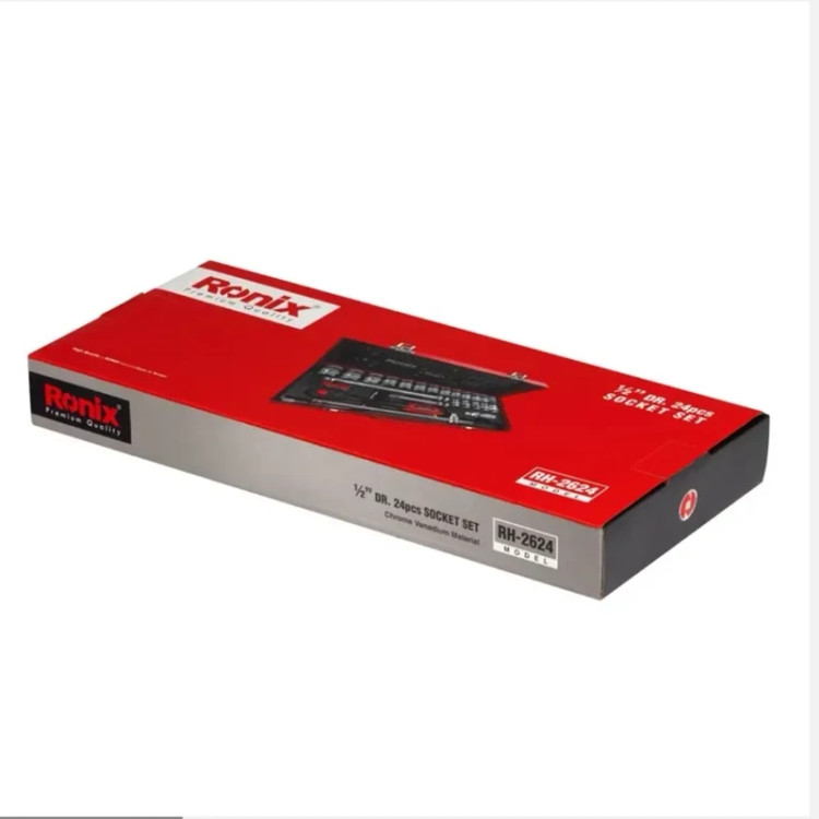 جعبه بکس 1.2 تایوانی 24 پارچه کروم - سفید رونیکس مدل 2624 ronix (ارسال از ابزار حسین 24)
