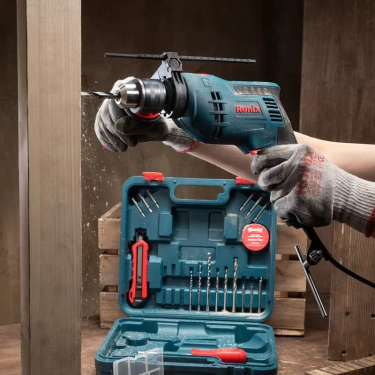ست ترکیبی دریل 13 چکشی 0008 با کیف bmc و 750 وات رونیکس با گارانتی ronix