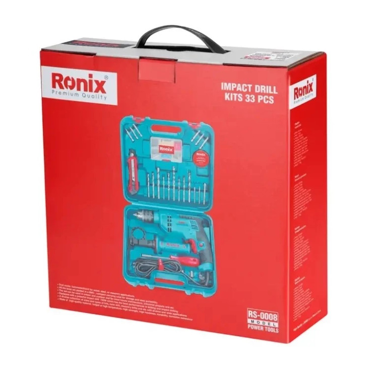 ست ترکیبی دریل 13 چکشی 0008 با کیف bmc و 750 وات رونیکس با گارانتی ronix