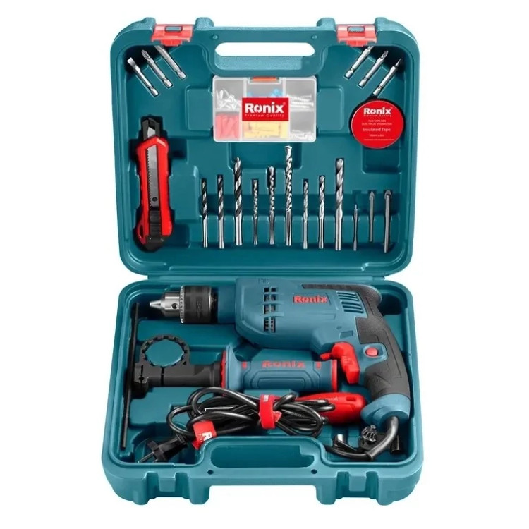 ست ترکیبی دریل 13 چکشی 0008 با کیف bmc و 750 وات رونیکس با گارانتی ronix