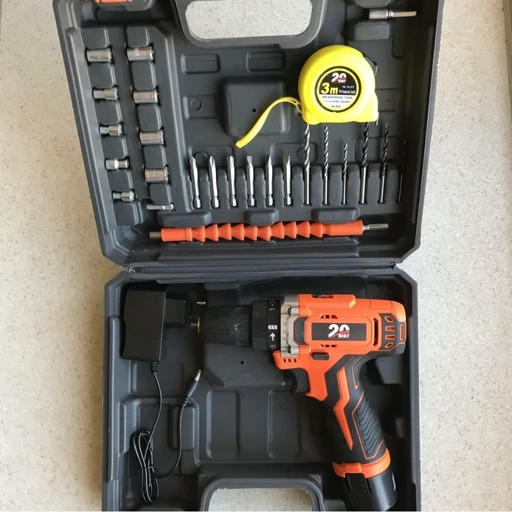 دریل پیچ گوشتی شارژی 12 ولت تک باتری 25 پارچه شرکت آنکور بیست 20 با کیف BMC با لوازم DC 20 (ارسال از ابزار حسین ۲۴)