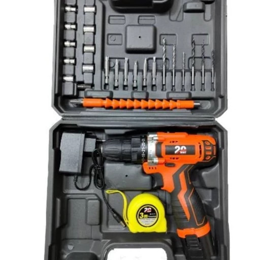 دریل پیچ گوشتی شارژی 12 ولت تک باتری 25 پارچه شرکت آنکور بیست 20 با کیف BMC با لوازم DC 20 (ارسال از ابزار حسین ۲۴)