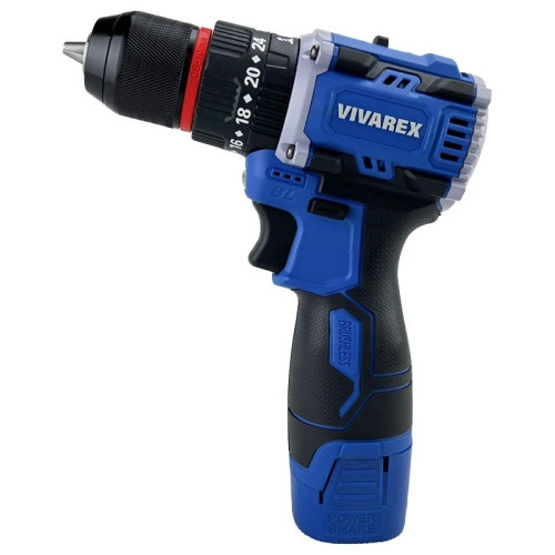 دریل پیچ گوشتی شارژی 16.8 ولت ویوارکس چکشی . براش لس . سه نظام فلزی . ترکمتر دار 2 باتری VR1608