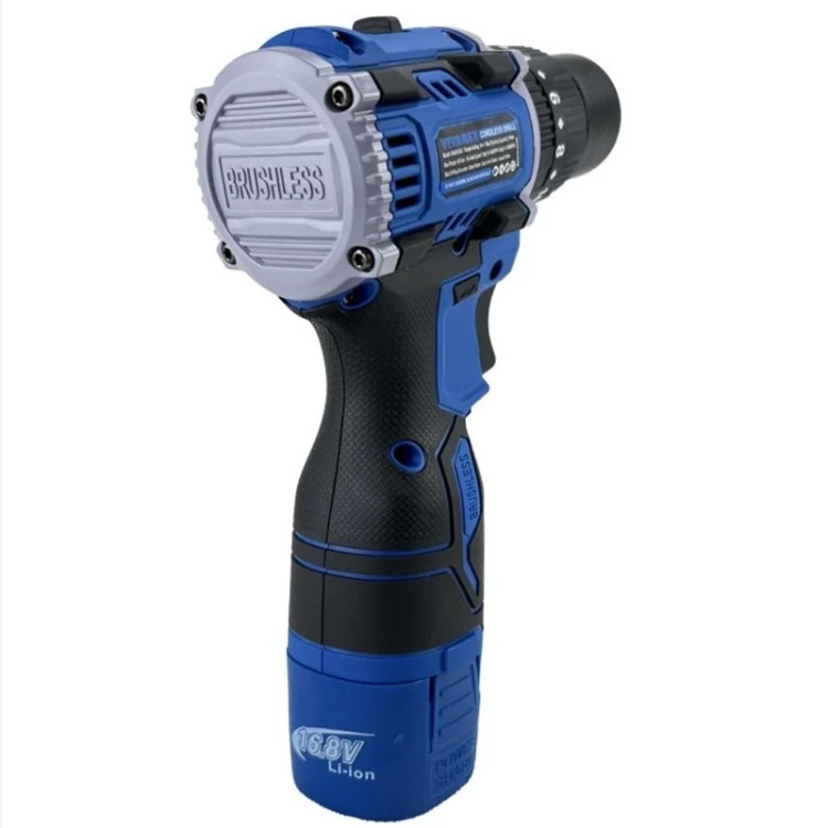 دریل پیچ گوشتی شارژی 16.8 ولت ویوارکس چکشی . براش لس . سه نظام فلزی . ترکمتر دار 2 باتری VR1608