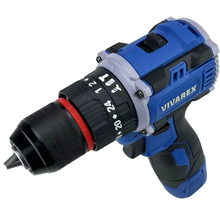 دریل پیچ گوشتی شارژی 16.8 ولت ویوارکس چکشی . براش لس . سه نظام فلزی . ترکمتر دار 2 باتری VR1608