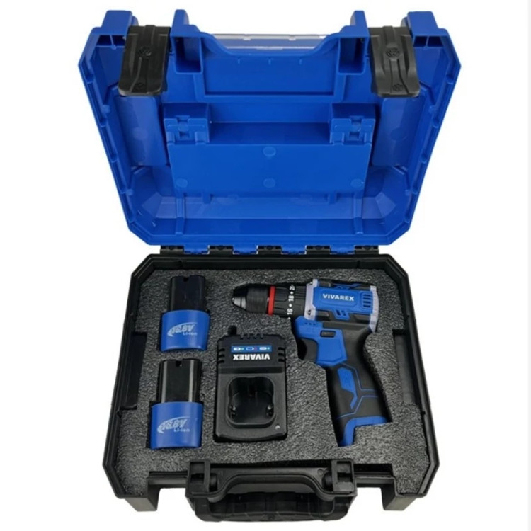 دریل پیچ گوشتی شارژی 16.8 ولت ویوارکس چکشی . براش لس . سه نظام فلزی . ترکمتر دار 2 باتری VR1608