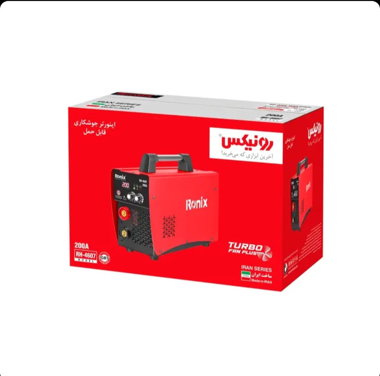 دستگاه جوش اینورتر 200 آمپر ایرانی 4607 رونیکس همراه با کابل و انبر جوش و 40 ماه گارانتی Ronix (ارسال ابزار حسین ۲۴)