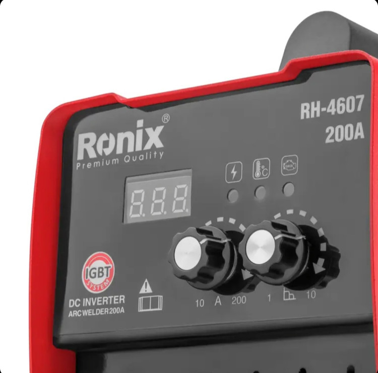 دستگاه جوش اینورتر 200 آمپر ایرانی 4607 رونیکس همراه با کابل و انبر جوش و 40 ماه گارانتی Ronix (ارسال ابزار حسین ۲۴)