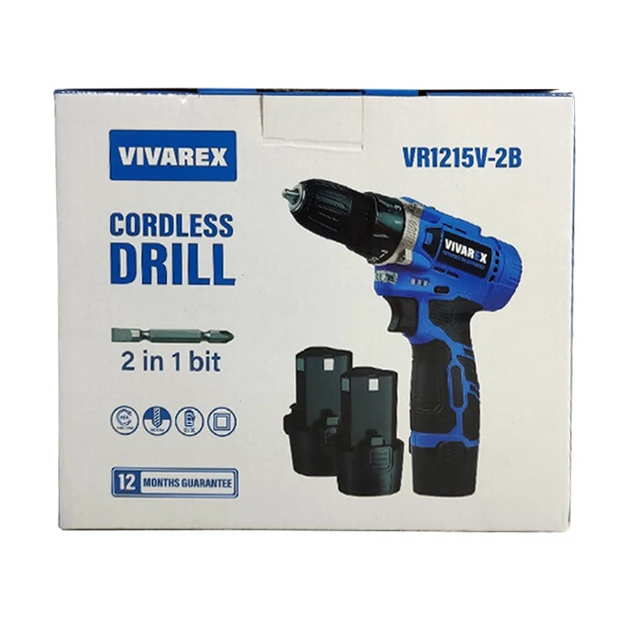 دریل پیچ گوشتی شارژی و پیچ بند ترکمتردار VR1215V-2B دوباطری 12 ولت ویوارکس (ارسال از ابزار حسین ۲۴)